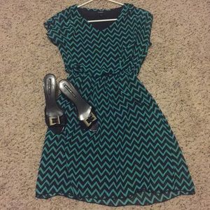 Chevron teal and black dress